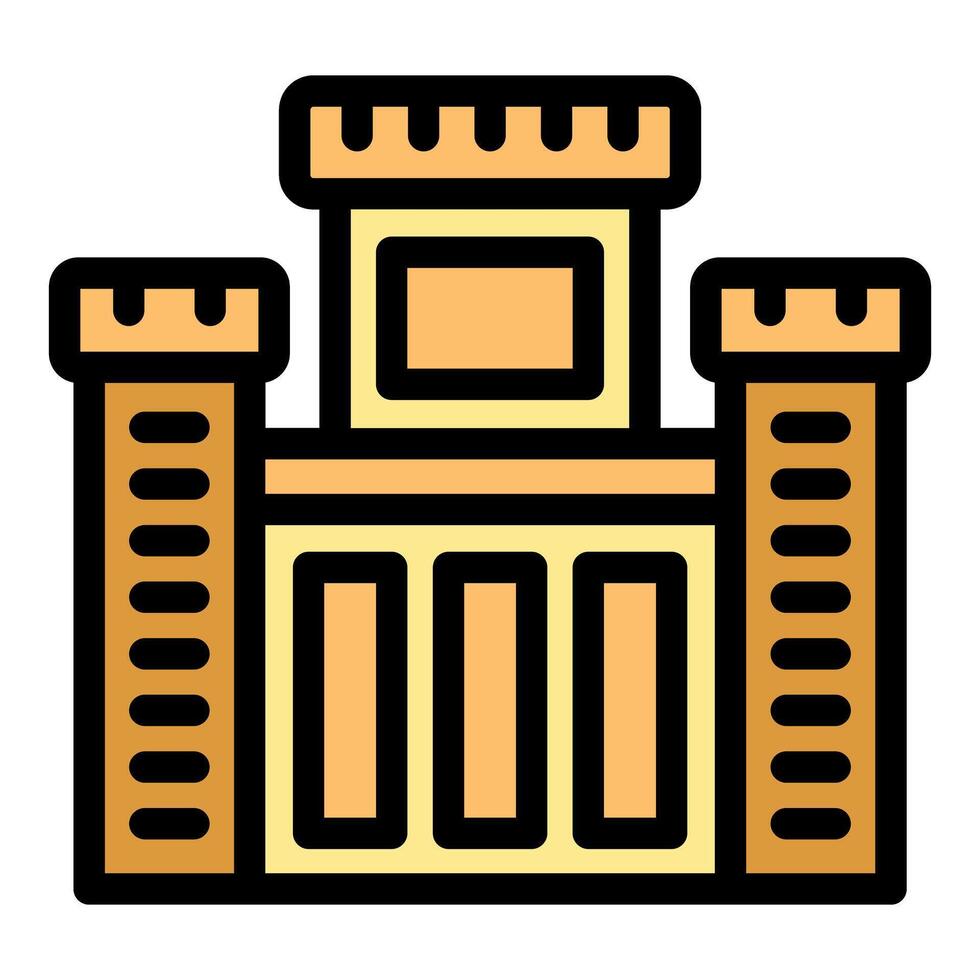 Medieval castle building facade with towers and gate showing power and defense vector