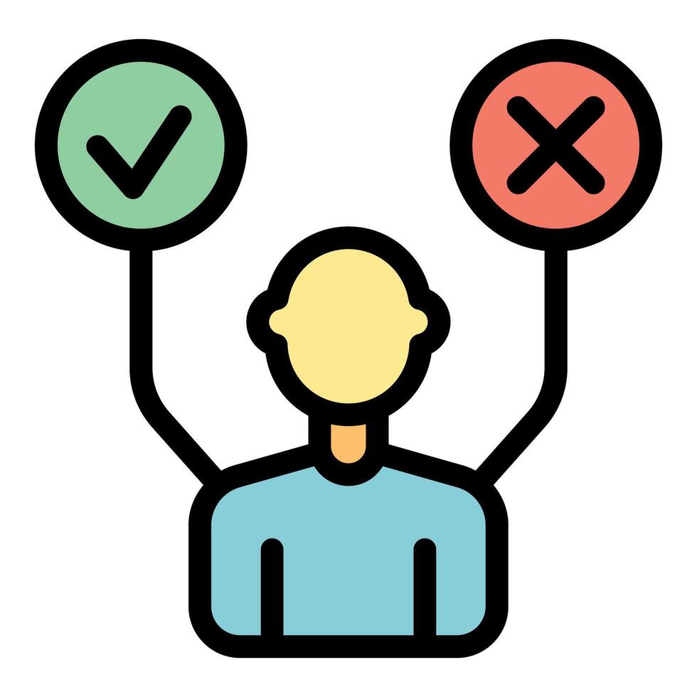 Businessman choosing between right and wrong decisions vector