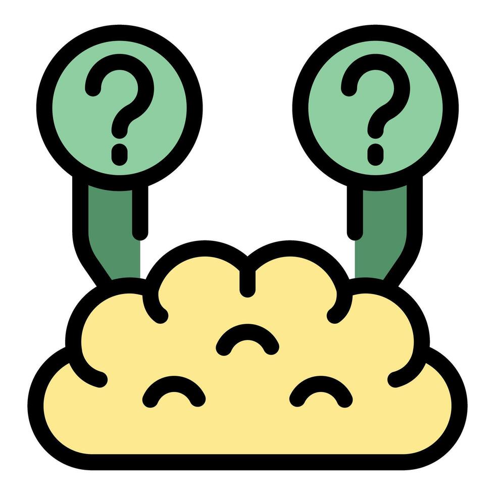 Human brain generating many questions concept icon vector