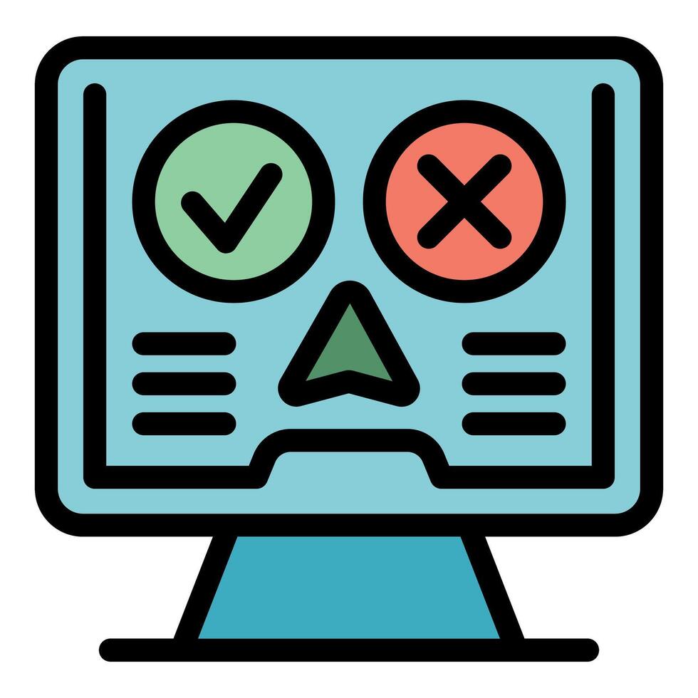Online survey computer showing checkmark for yes and x for no with copy space vector