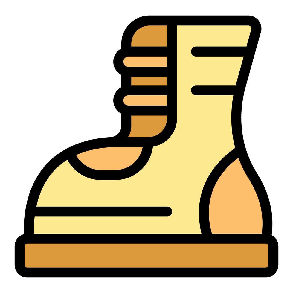 Hiking boot standing up showing wear and tear from adventures vector
