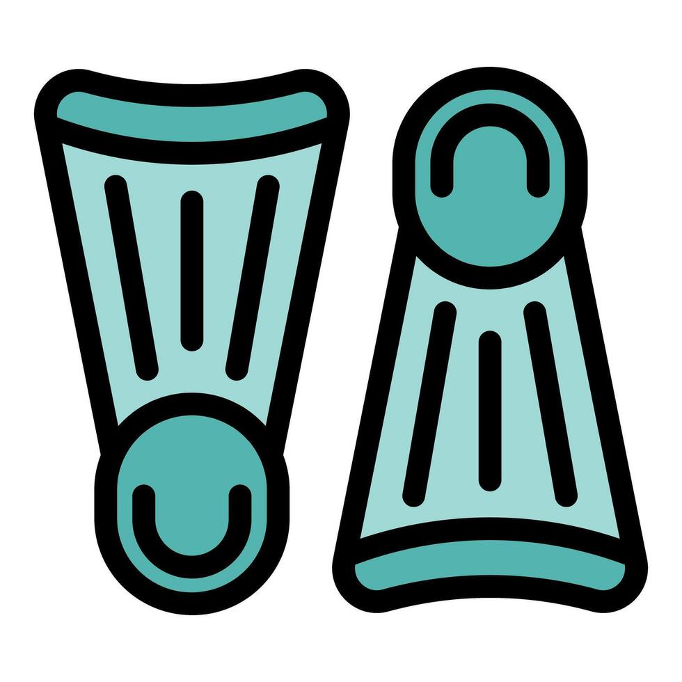 Pair of turquoise diving fins for underwater exploration vector