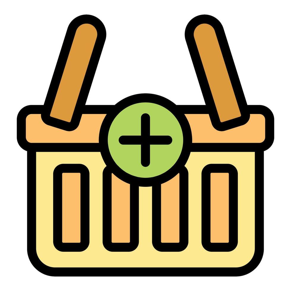Shopping basket adding icon depicting online shopping vector