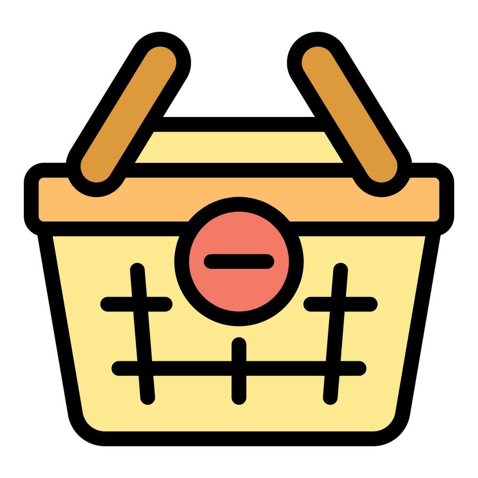 Empty shopping basket showing minus sign for low sales vector