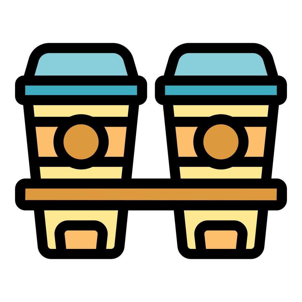 Two paper coffee cups standing in a holder vector