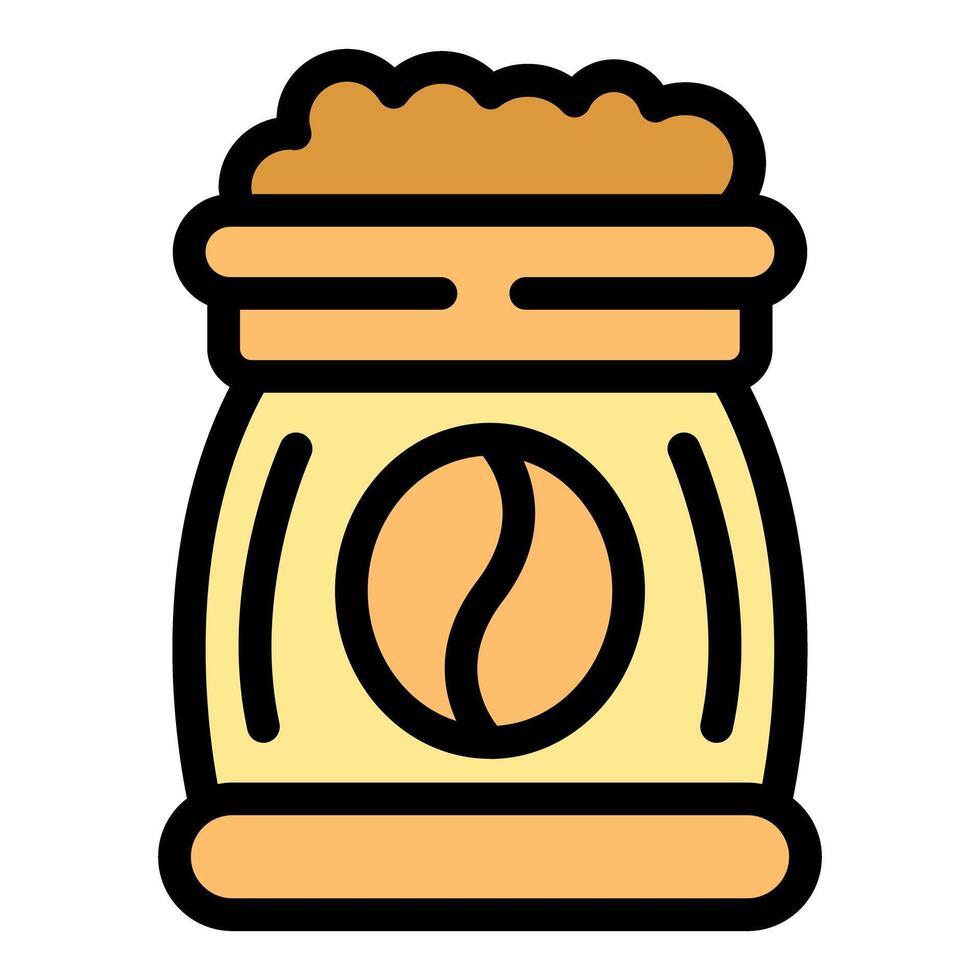 Full coffee package with beans icon vector. Outline full coffee package with beans sign. Isolated contour symbol illustration vector