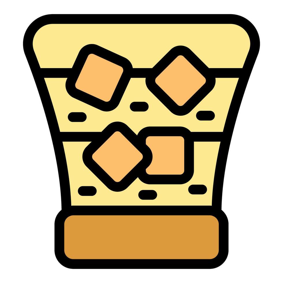 Glass of whiskey being poured with ice cubes vector