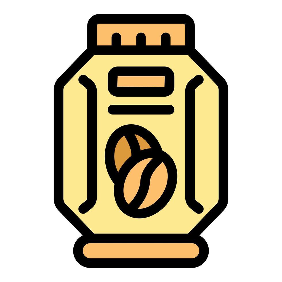 Yellow coffee bean package icon representing caffeine product vector