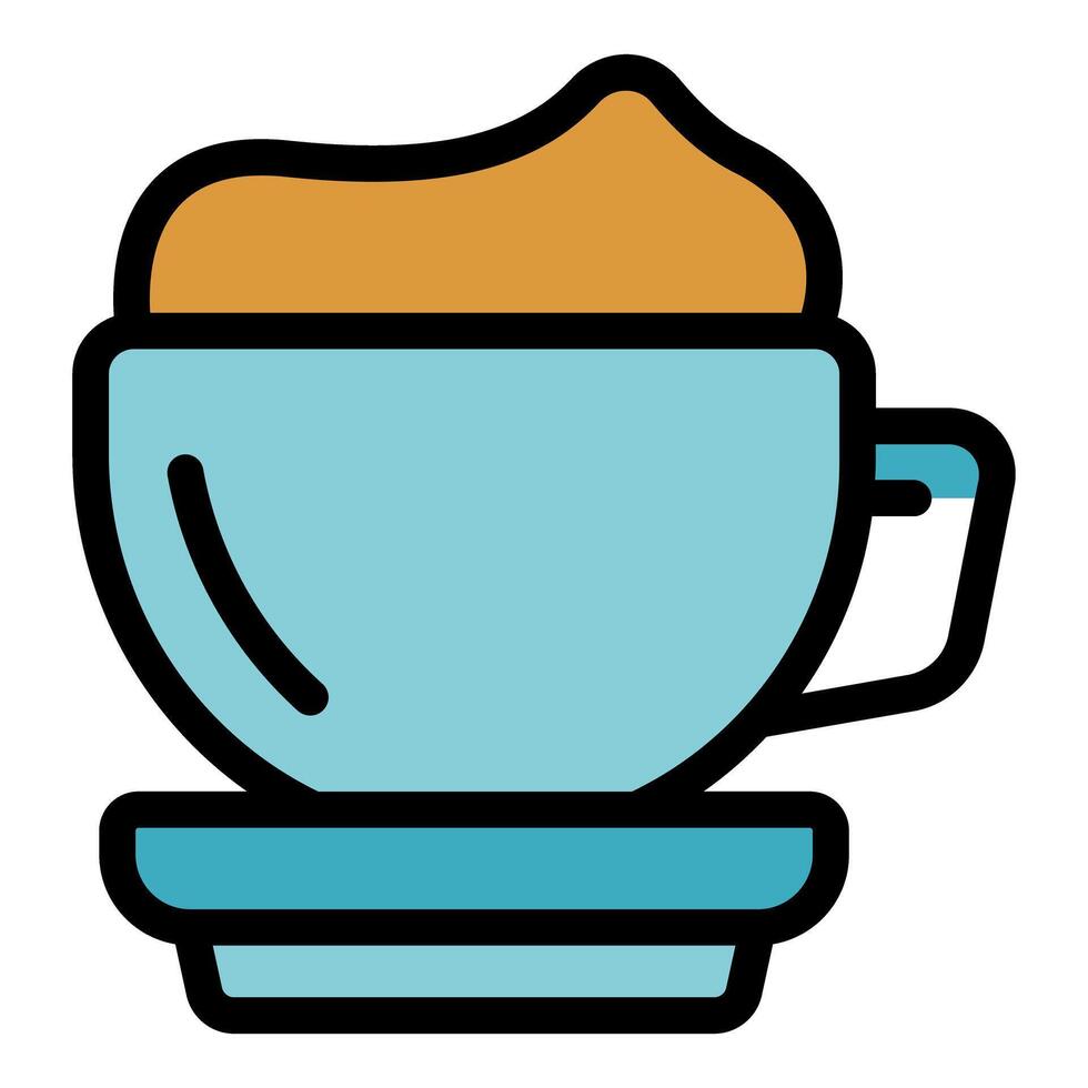 Cup of coffee is being served on a plate with delicious milk froth on top vector