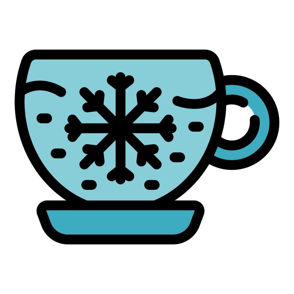 Blue christmas mug filled with hot chocolate decorated with snowflake vector