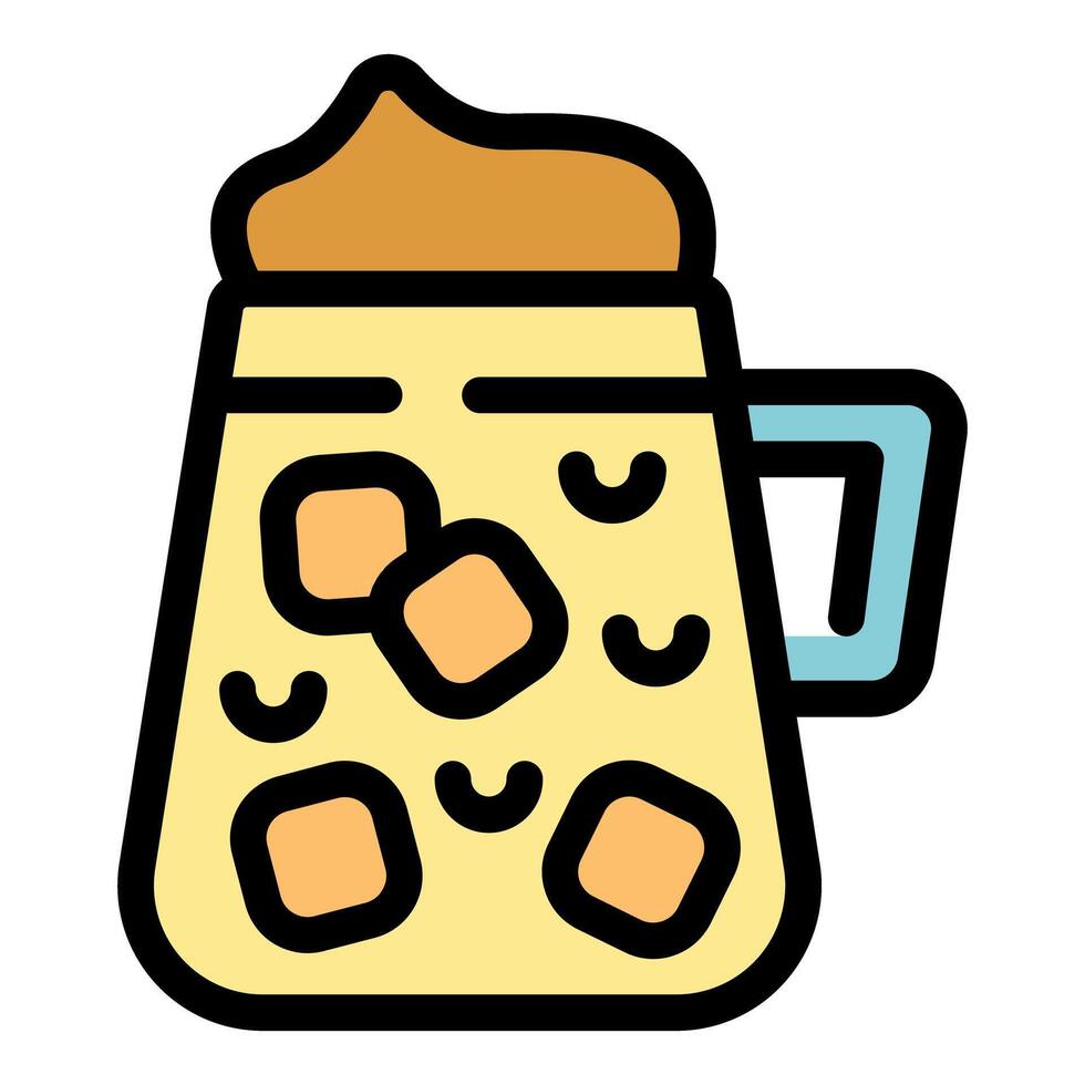 Glass mug containing delicious butterbeer with whipped cream topping vector