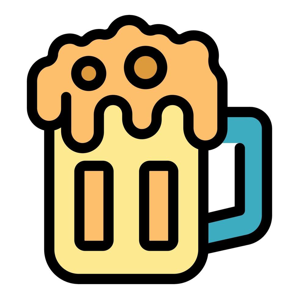 Overflowing beer mug with foam icon illustration vector