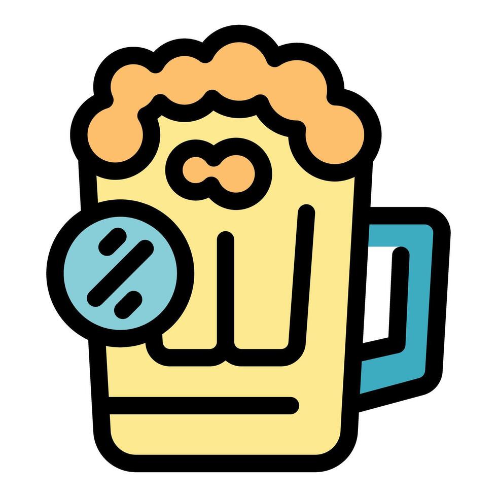Glass of beer with foam overflowing showing discount icon vector
