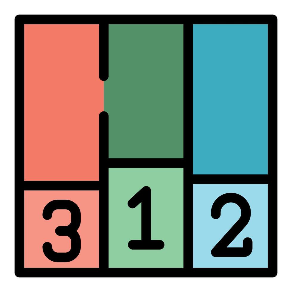 Colorful puzzle pieces forming a square with numbers 1 2 3 vector