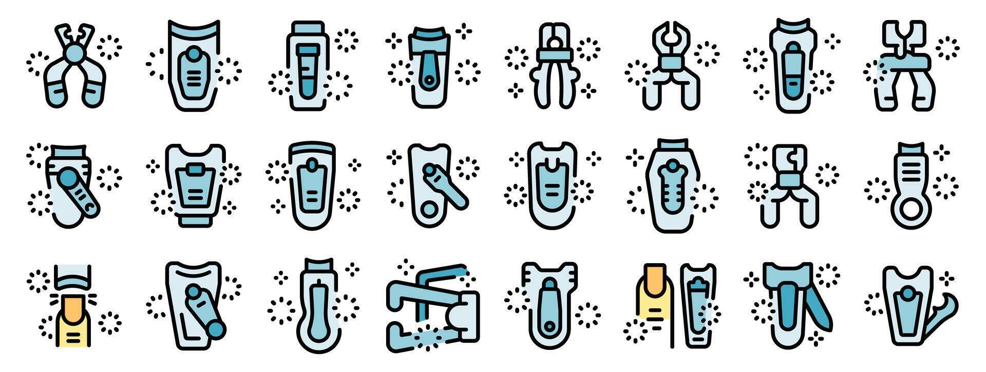 Set of nail clipper icons in line style, editable stroke vector