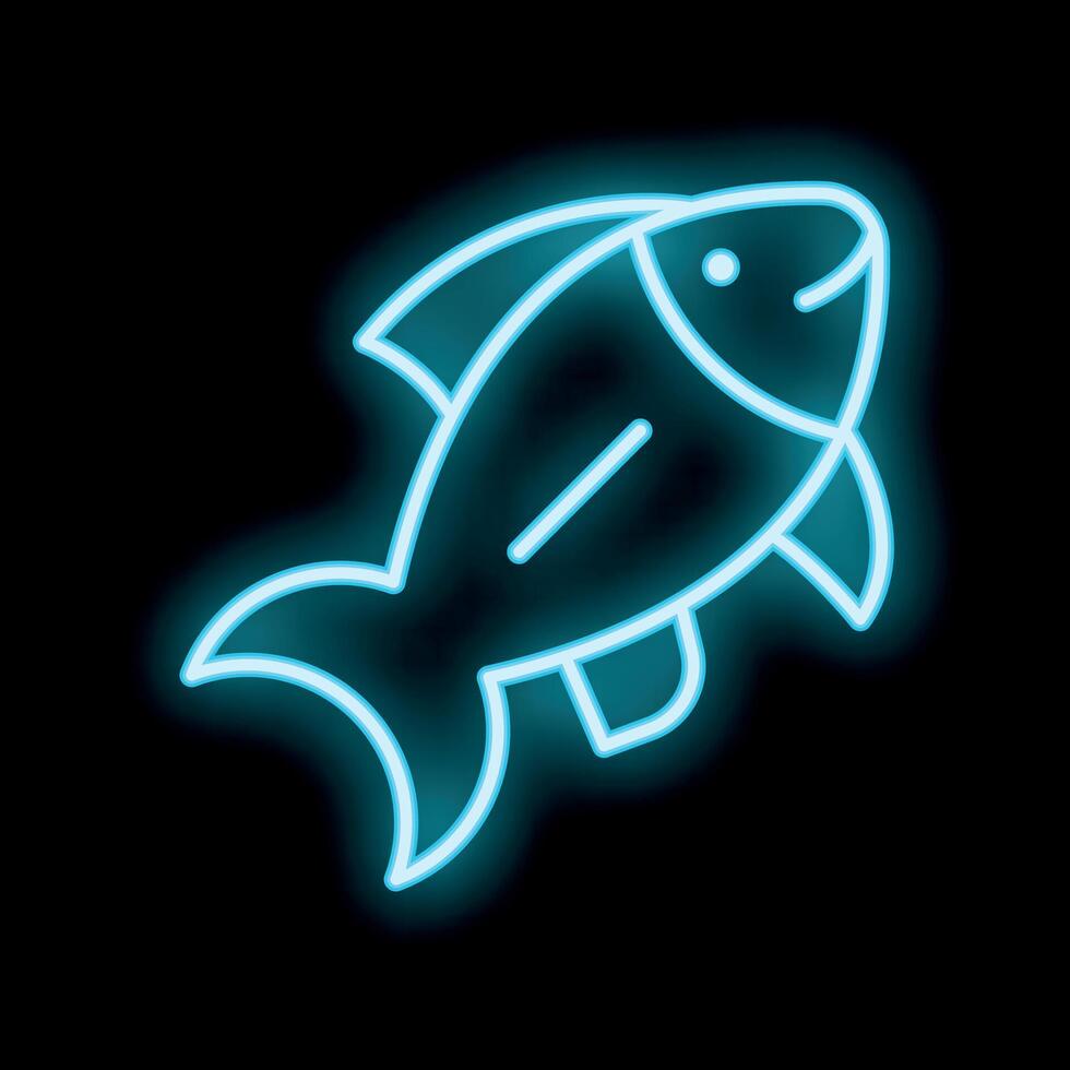 Neon sign showing a fish swimming to the right vector