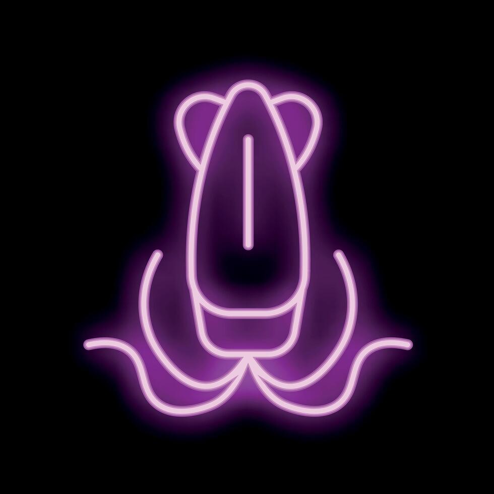 Neon iron generating steam for clothes on black background vector