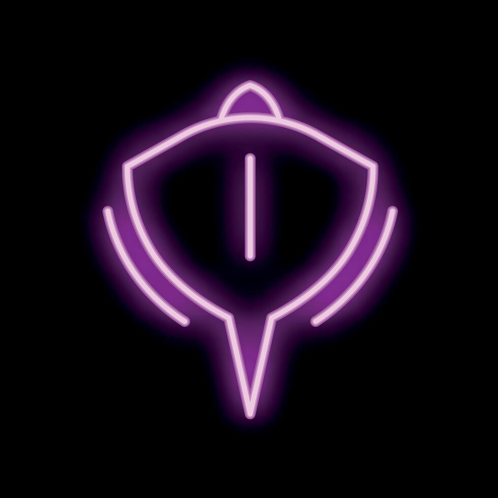 Neon pink stingray icon glowing on black background vector