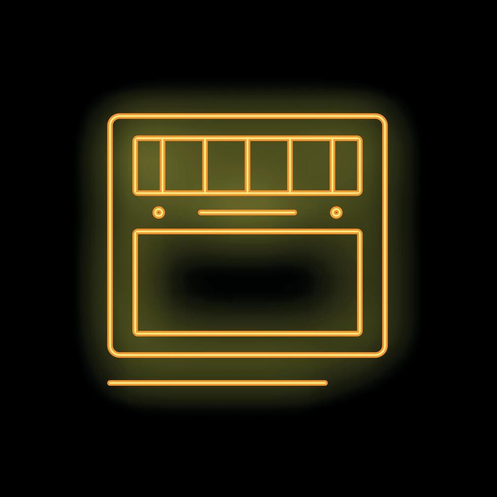 Neon yellow air conditioner icon glowing on black background vector