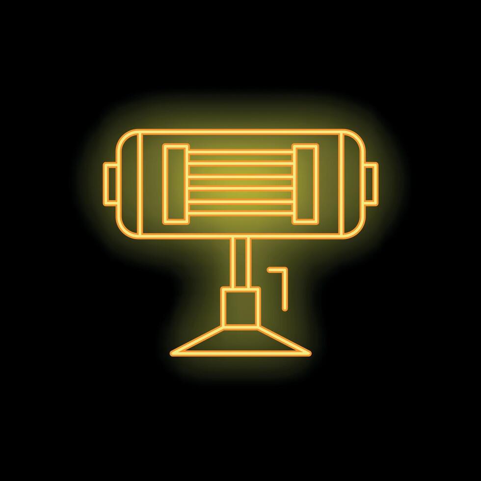 Neon electric heater icon glowing on dark background vector