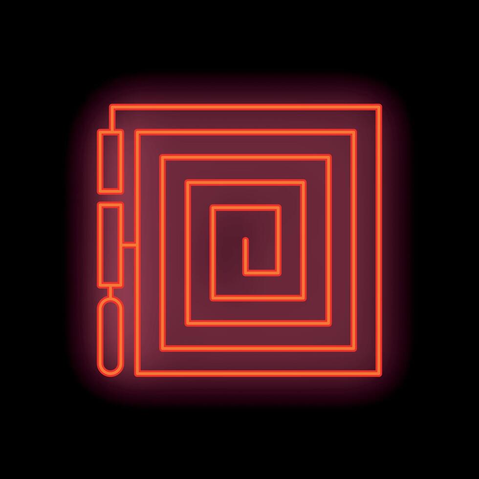 Neon red cpu chip processing data on motherboard vector