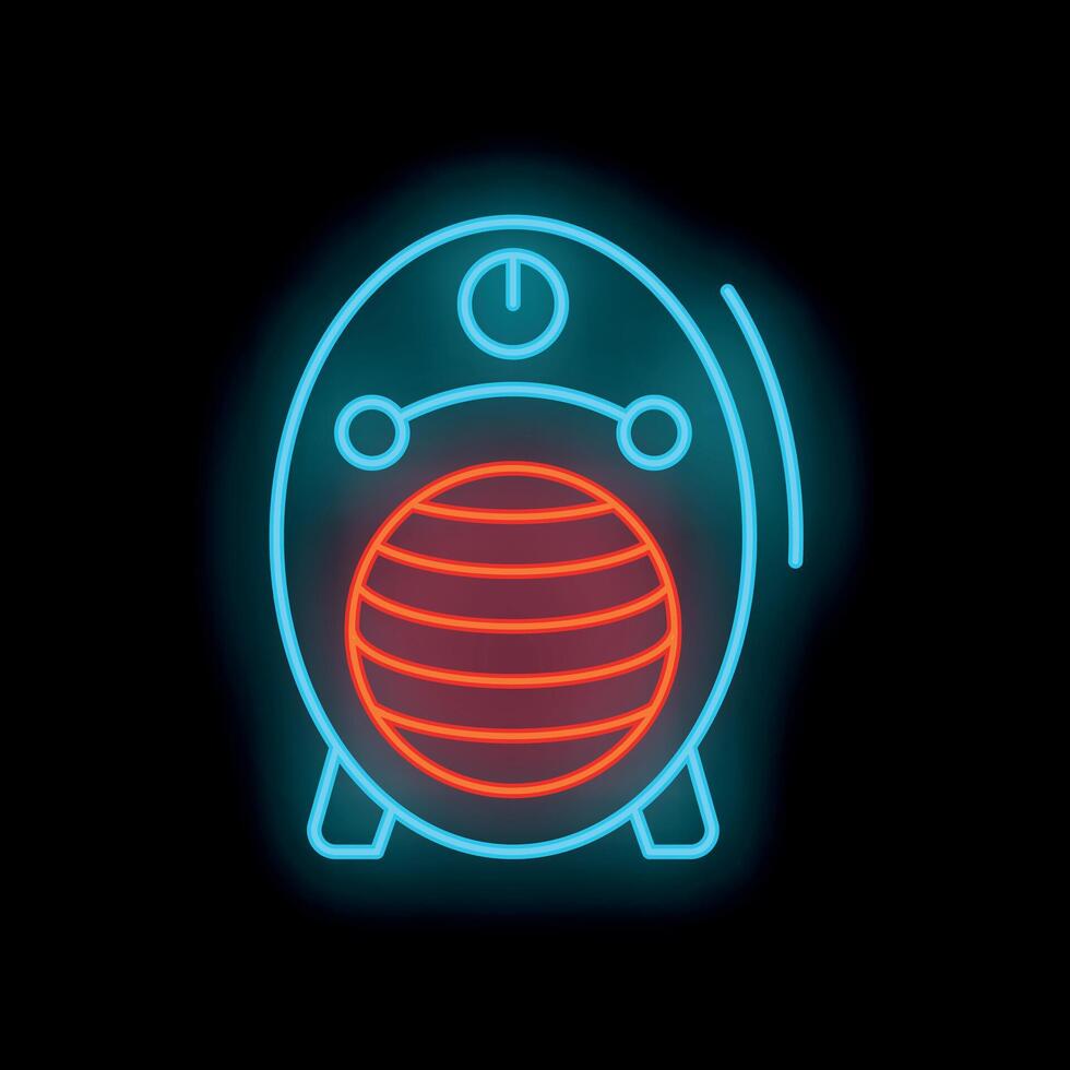 Neon icon of modern electric heater for home heating vector