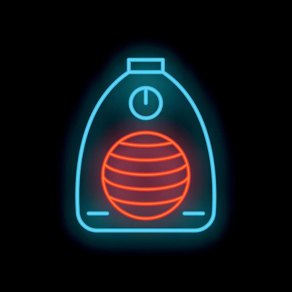 Glowing neon line electric heater icon isolated on a black background for your design vector