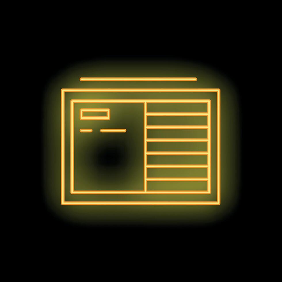Glowing yellow neon icon of a split air conditioner hanging on a wall vector