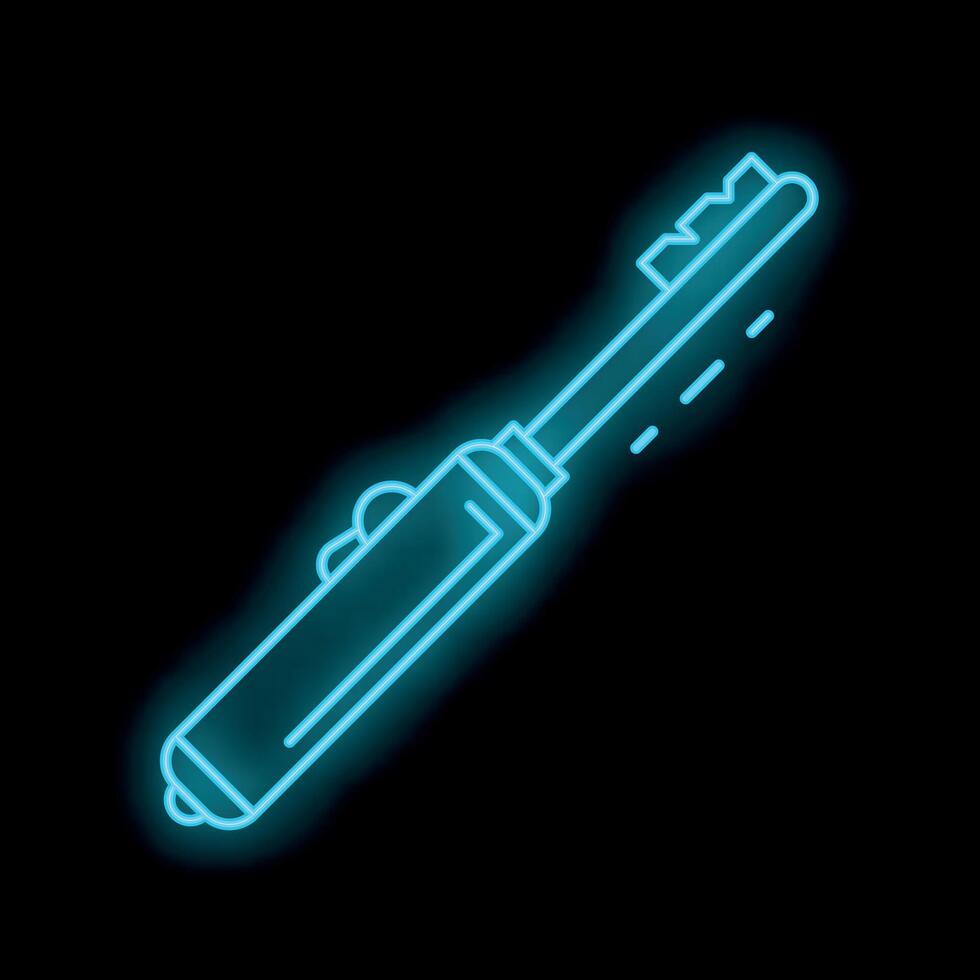 Blue neon lighter glowing on black background vector