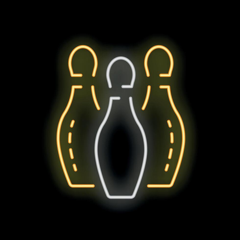 Neon sign of bowling pins glowing on a black background vector