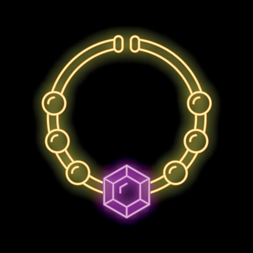 Necklace with gemstone pendant glowing neon icon illustration vector