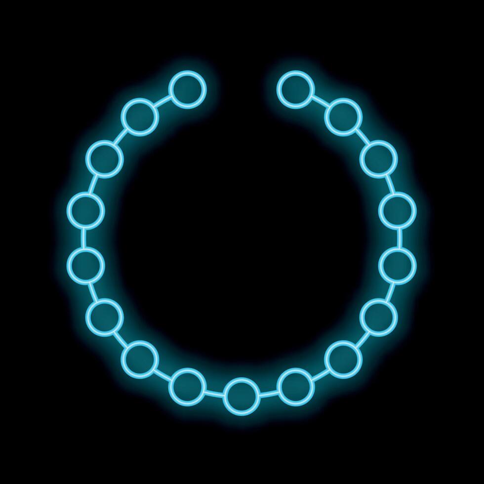 Blue neon circle frame glowing on black background vector