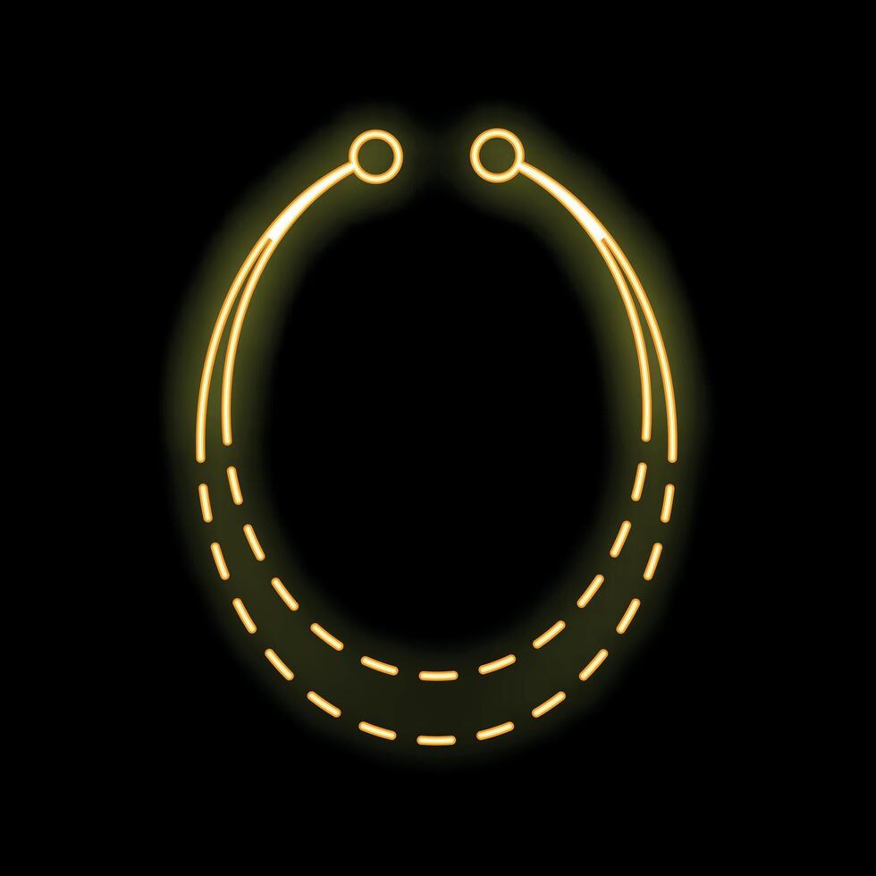 Golden neon necklace shining in the dark background vector