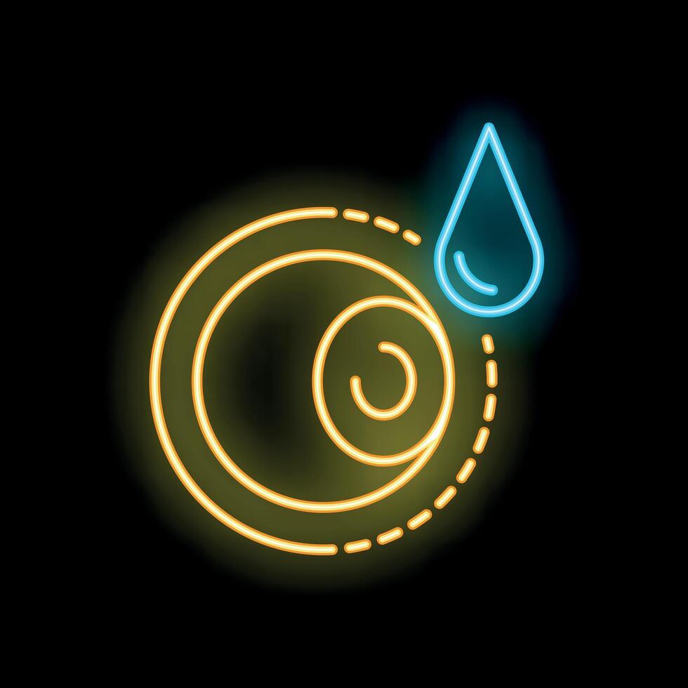 Neon icon of water resistance representing waterproofing feature vector