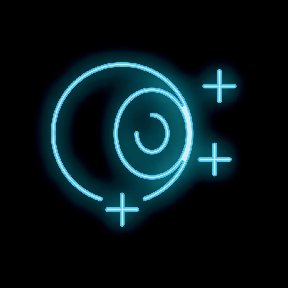 Neon icon of galaxy with stars shining brightly vector