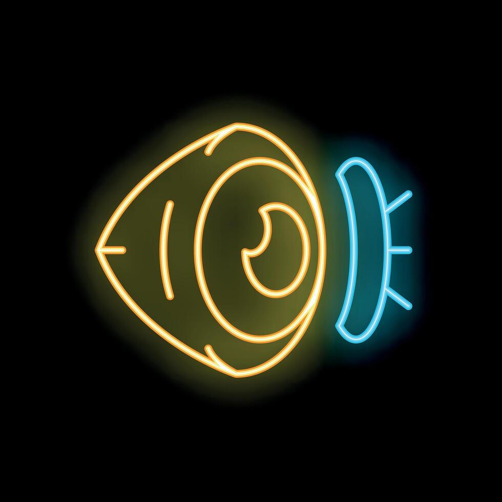 Glowing neon line cyber eye icon isolated on black background. Cyberspace, augmented reality and virtual reality vector