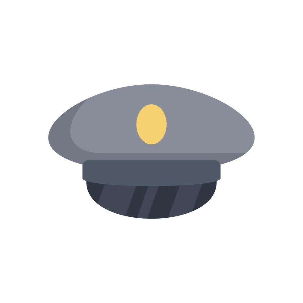Grey police hat with yellow badge representing law enforcement vector
