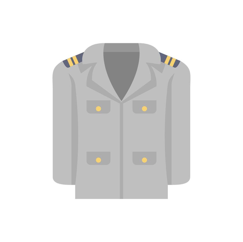 Grey captain jacket with golden buttons and shoulder straps illustration vector