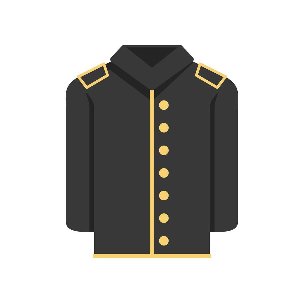 Black military jacket with golden buttons and epaulets vector