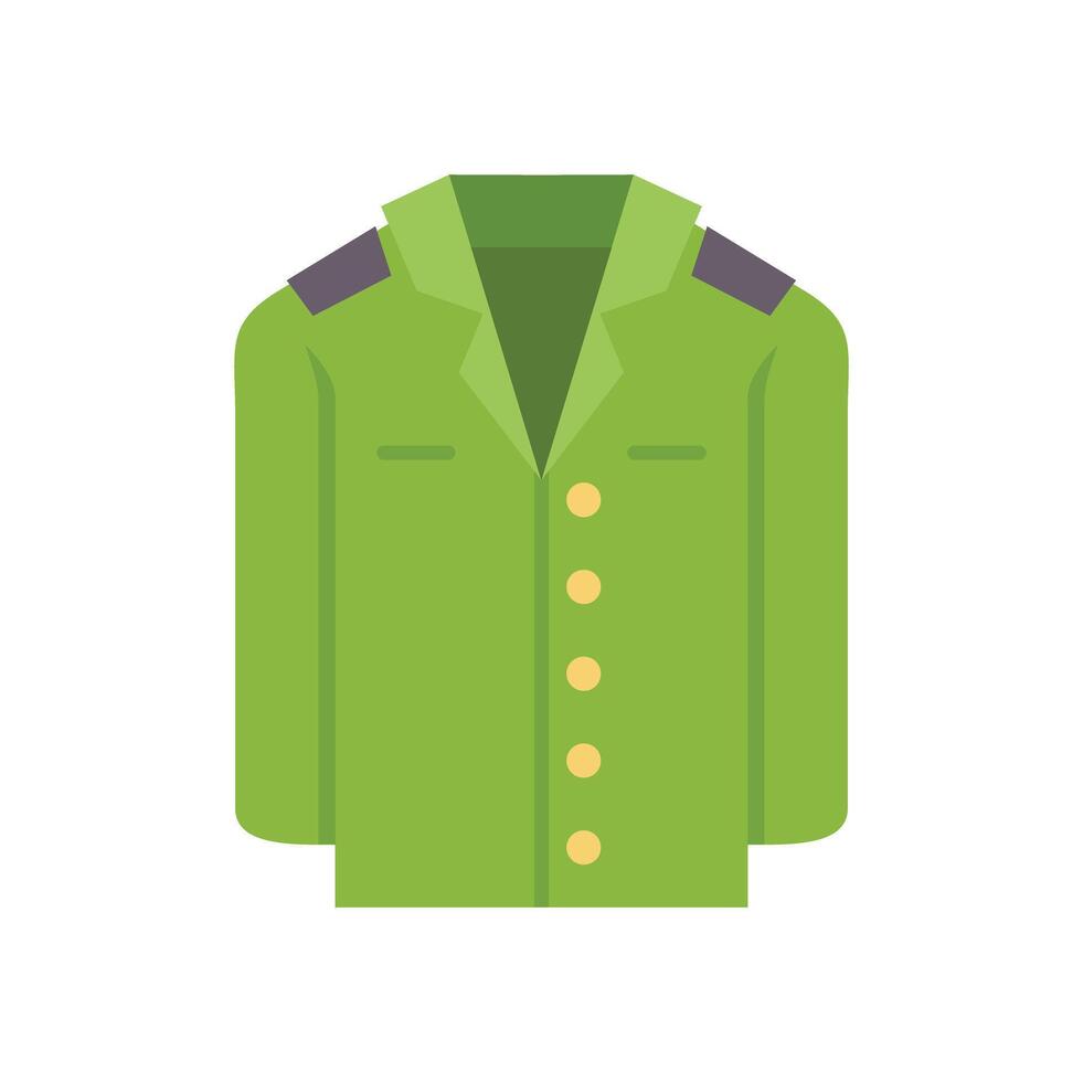 Green military uniform with golden buttons and pockets showing profession vector