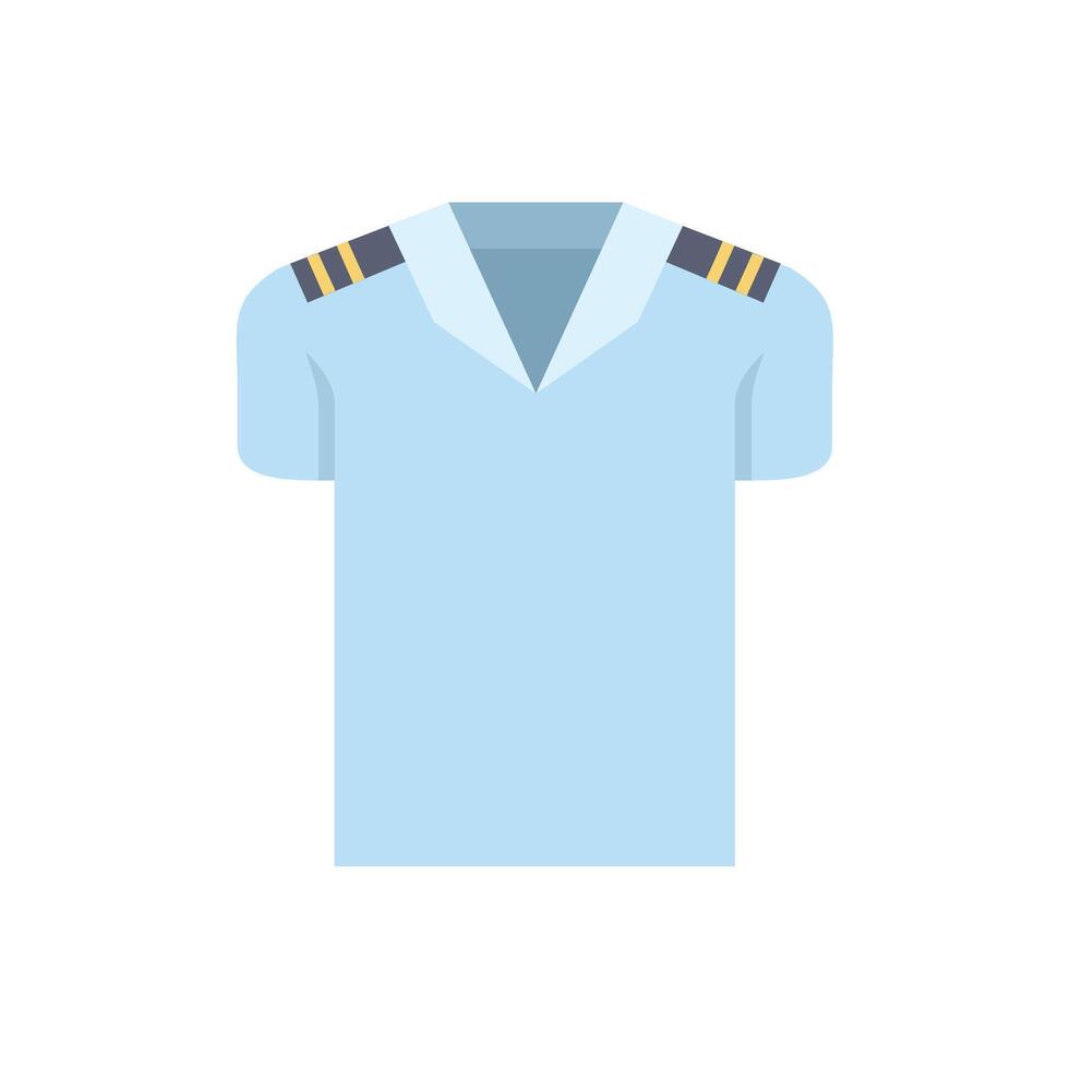 Light blue captain shirt with epaulettes flat icon vector