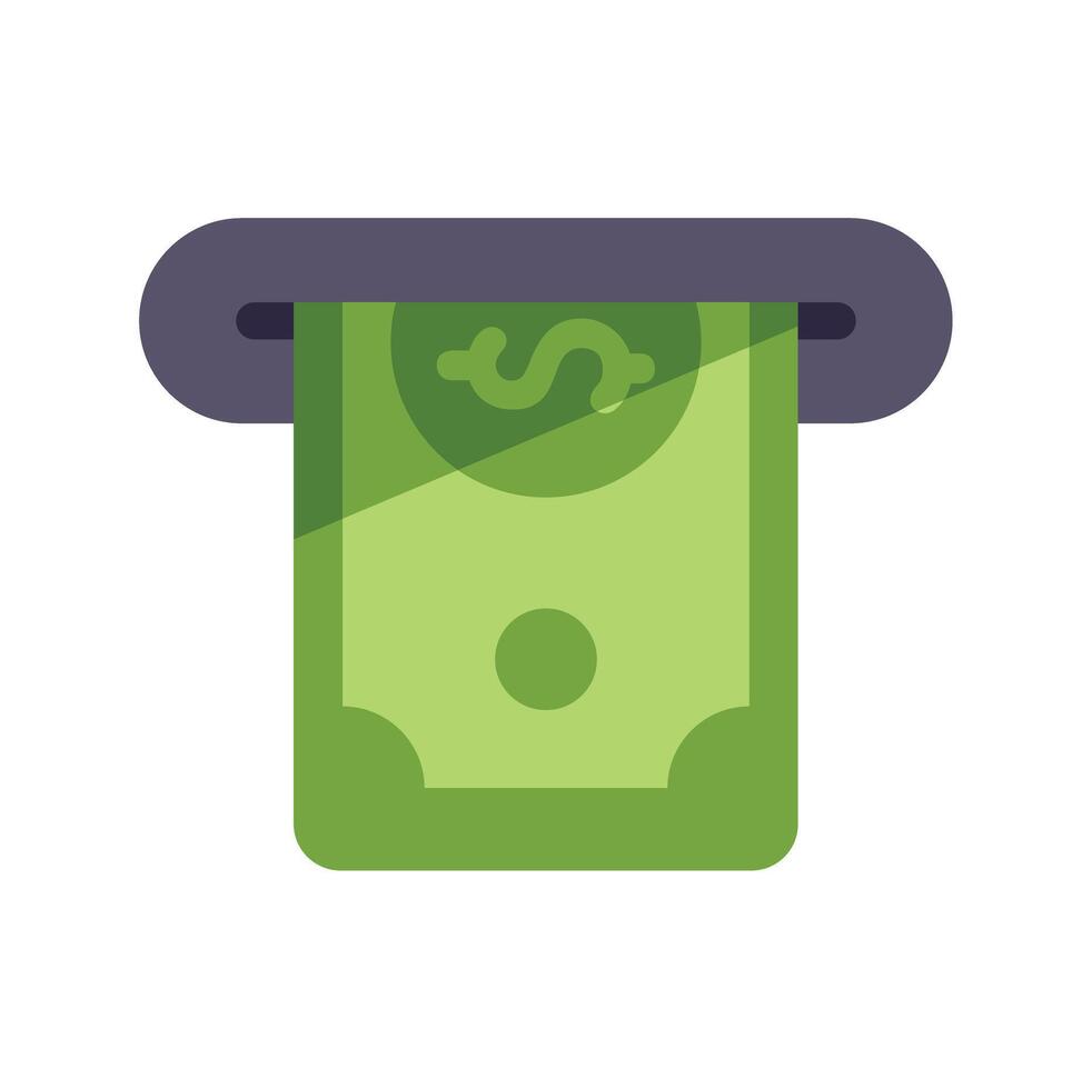 Atm cash machine dispensing money dollar bill icon vector