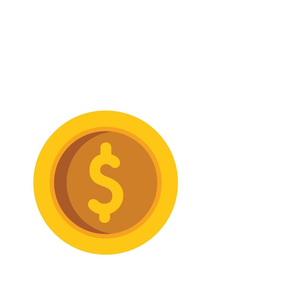 Gold coin showing dollar currency symbol on white background vector