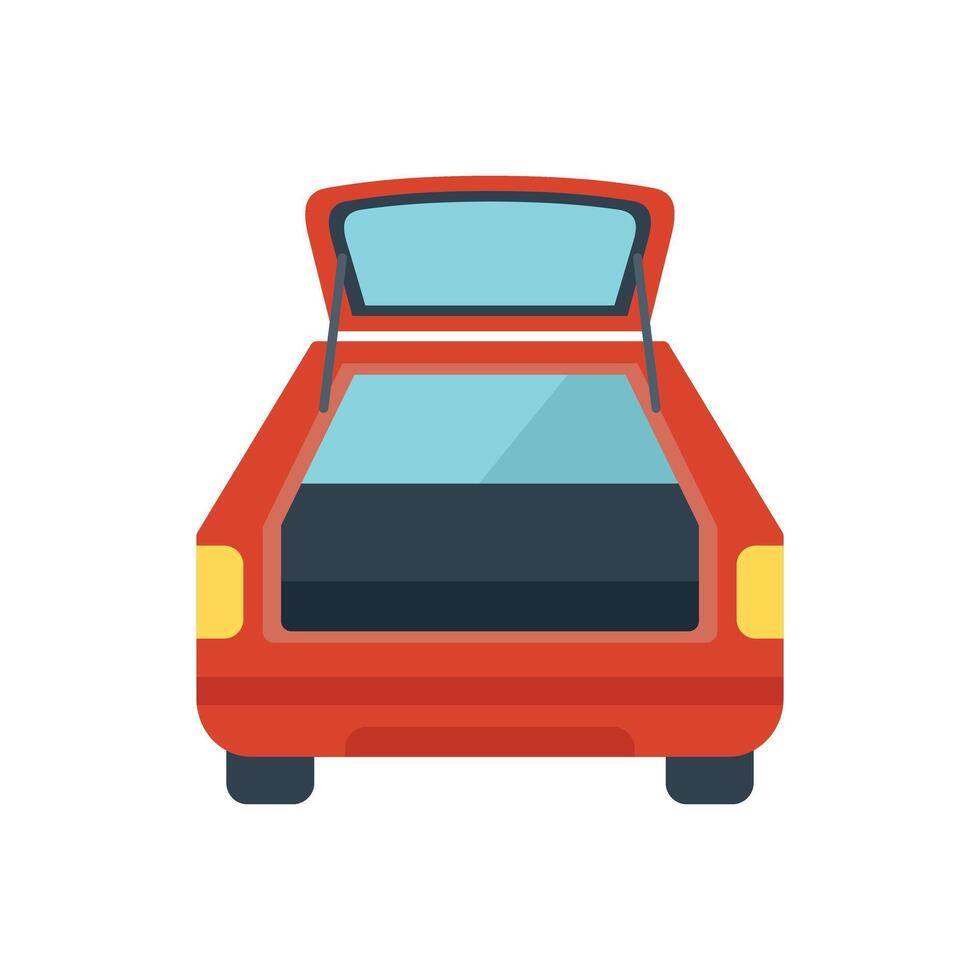 Red car with open trunk, ready for loading luggage vector