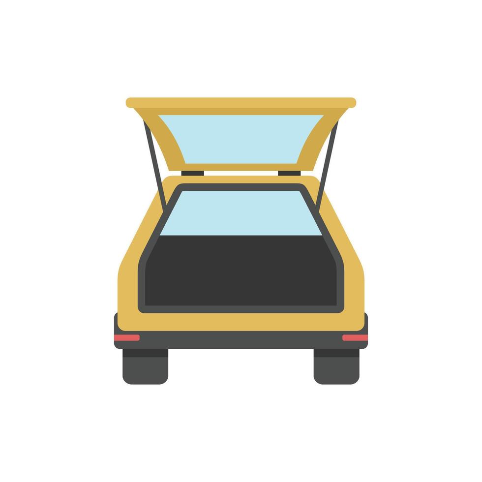 Yellow car with open trunk isolated on white background vector