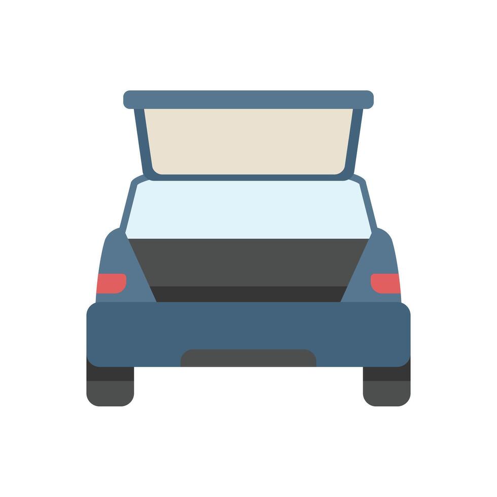 Blue car with open trunk, ready for loading luggage vector