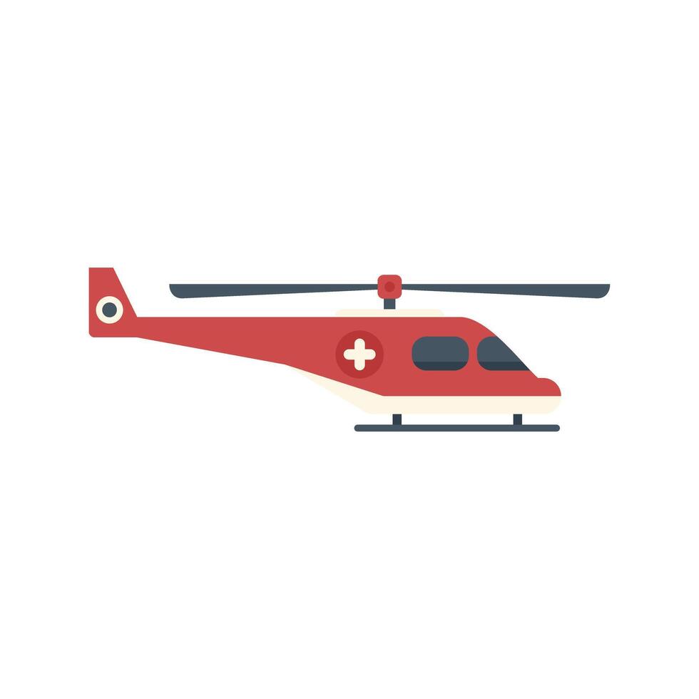 Red medical helicopter transporting patient in emergency situation vector