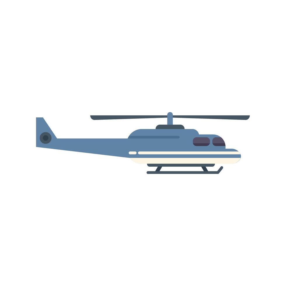 Blue helicopter flying in clear sky side view vector