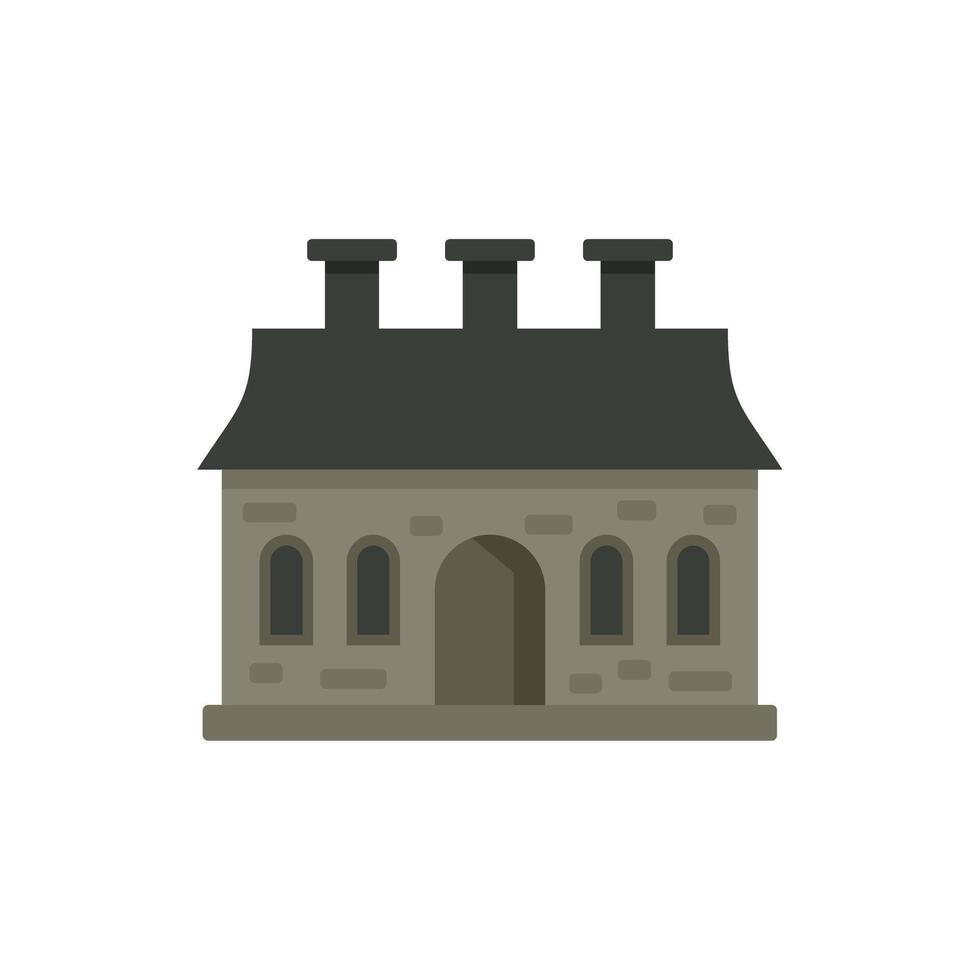 Old stone house with three chimneys standing on white background vector