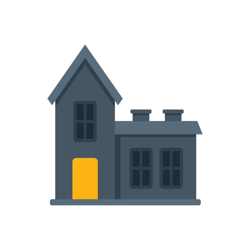 Small industrial building with three chimneys standing on white background vector
